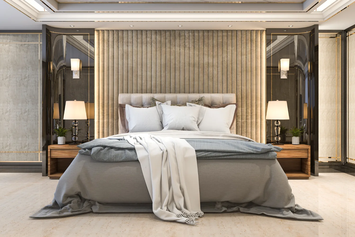 3d rendering beautiful luxury bedroom suite hotel with tv 3 jpg