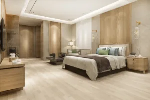 3d rendering luxury modern bedroom suite hotel with wardrobe walk closet