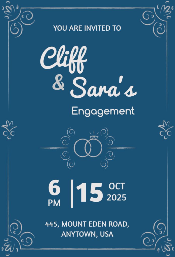 Chathams Blue and Blumine Engagement Invitation