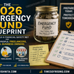 Emergency fund jar with financial planning checklist showing a 2026 blueprint to build a safety net for salaried people, freelancers, and small business owners
